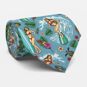 Retro dam surfer mönster slips