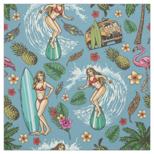Retro dam surfer mönster tyg