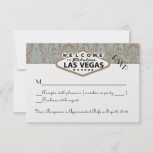 Retro Damask Blommig Las Vegas Bröllop RSVP OSA Kort
