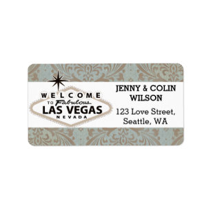 Retro Damask Blommigt Vegas Bröllop adressetikett