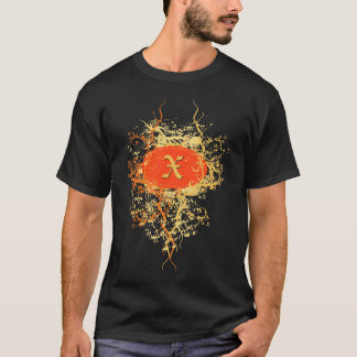 Retro Damask-mönster med Monogram Brev X T Shirt