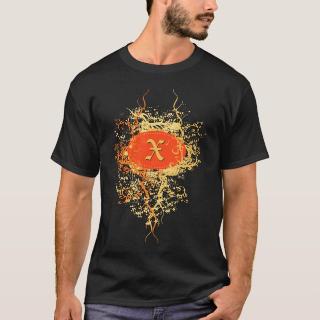 Retro Damask-mönster med Monogram Brev X T Shirt (Framsida)