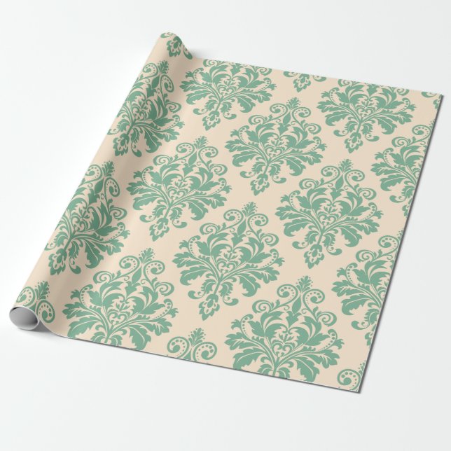 Retro damastast mönster för elegant vintage presentpapper (Utrullad)