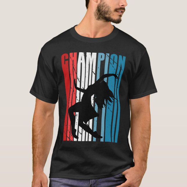 Retro Dance Birthday Champion Silhouette Red White T Shirt (Framsida)