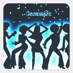 Retro Dance Party Teal Fyrkantigt Klistermärke