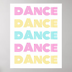 Retro Dance Rosa Gult Turcos Poster