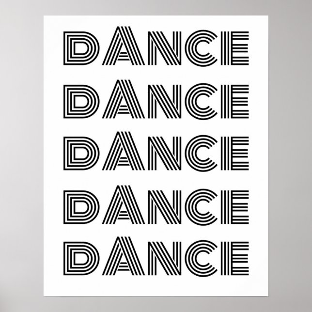 Retro Dance Typography Black White Poster (Framsidan)