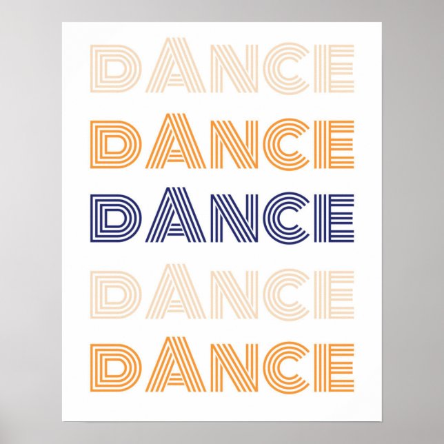 Retro Dance Typography Blue Orange Poster (Framsidan)