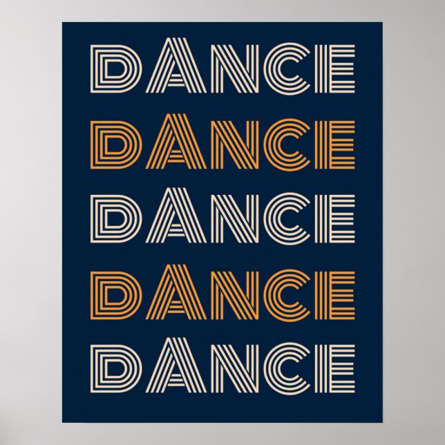 Retro Dance Typography Blue Orange Poster (Framsidan)