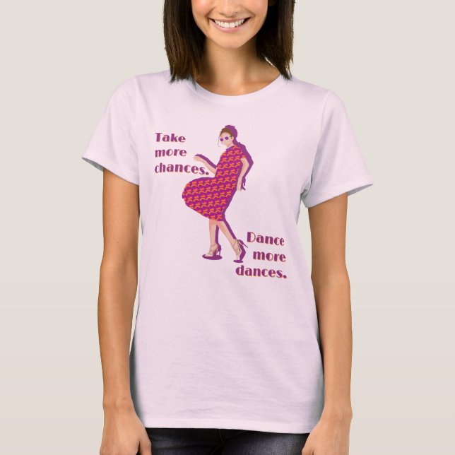 Retro Dancing Lila Anpassningsbar Text T Shirt (Framsida)