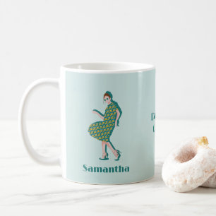 Retro Dancing Queen Grönt Custom Name Coffee Mugg
