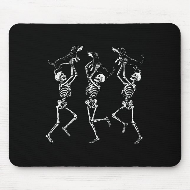 Retro Dancing Skeletons Dachshund Cute Halloween D Musmatta (Framsidan)