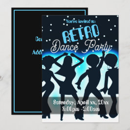 Retro danparty Teal  Inbjudningar