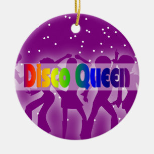 Retro dansare för drottning för disko för regnb julgransprydnad keramik