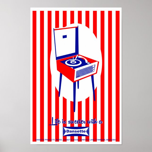 Retro Dansette-postspelarens popup-poster Poster (Framsidan)