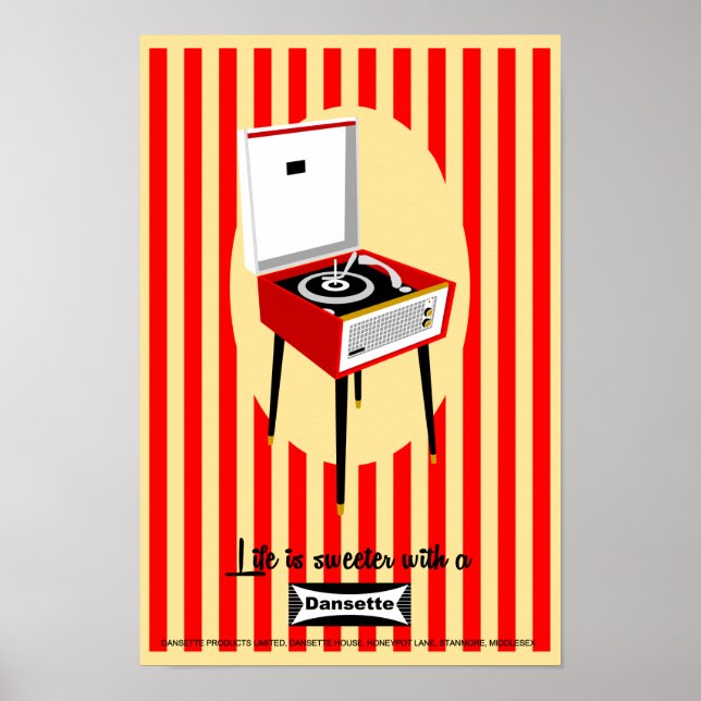Retro Dansette-postspelarens popup-poster Poster (Framsidan)