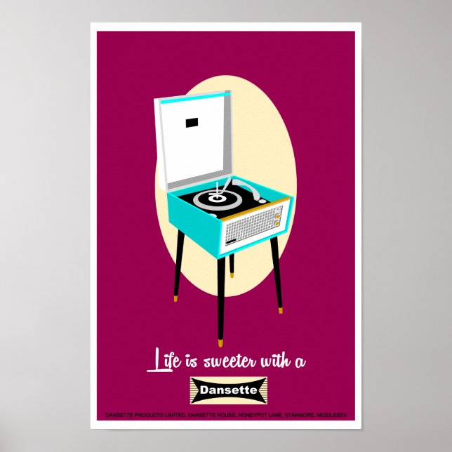 Retro Dansette-postspelarens popup-poster Poster (Framsidan)