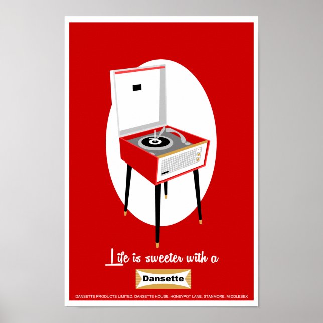 Retro Dansette red-postspelarens popup-poster Poster (Framsidan)