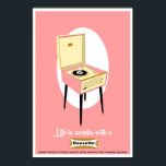 Retro Dansette rosa Record Player Pop Art poster<br><div class="desc">Retro Salmon Rosa och Cream Dansette Bermuda-inspelningsspelare poster pop Art</div>