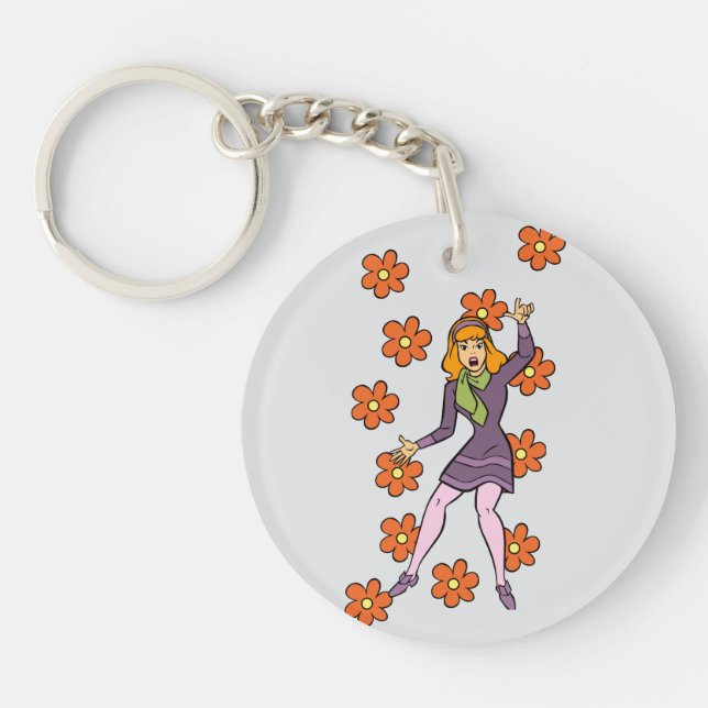 Retro Daphne Scooby-Doo Flower Power Nyckelring (Framsidan)