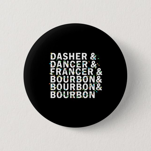 Retro Dasher Dancer Prancer Bourbon Jul Roligheter Knapp (Framsida)