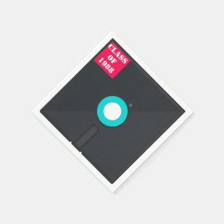 Retro-datordiskett| Blå och röd nostalgik Pappersservett