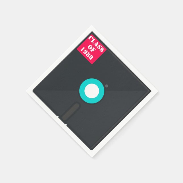 Retro-datordiskett| Blå och röd nostalgik Pappersservett (Hörn)