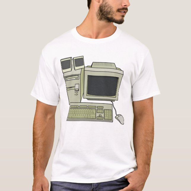 Retro datorskärmsuppställning t shirt (Framsida)