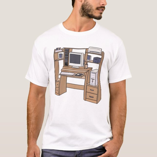 Retro datorskivbord 90-tal 2000-tal Nostalgisk T Shirt (Framsida)