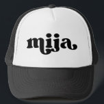 Retro DaughBlack och White Mija Keps<br><div class="desc">"mija" i stil-typsnittet,  färg är redigerbart. Lägg till ditt eget namn om du vill och välj hatma stil.</div>