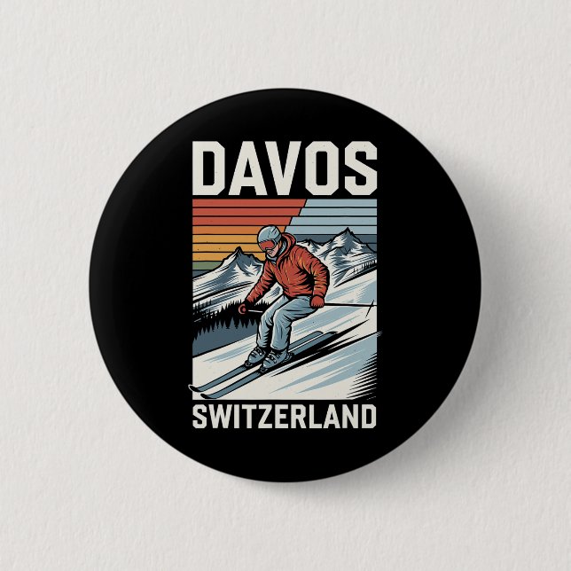 Retro Davos Schweiz Ski Resort Knapp (Framsida)