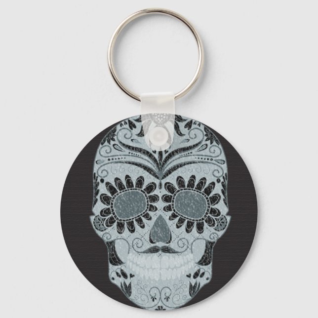 Retro Day of the dead Sugar Skull Nyckelring (Framsida)