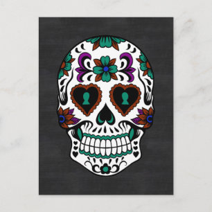 Retro Day of the dead Sugar Skull Vykort