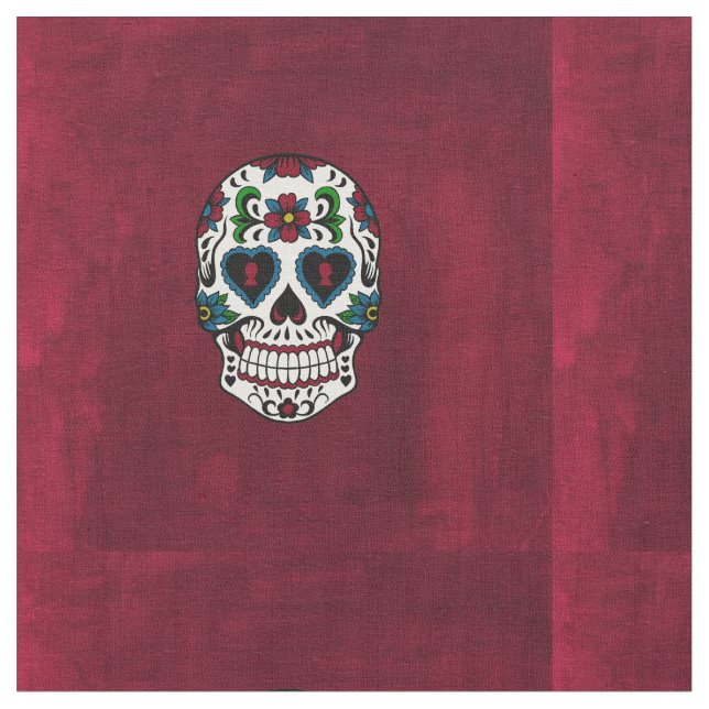 Retro day of the deadsockerskalle tyg (Närbild)