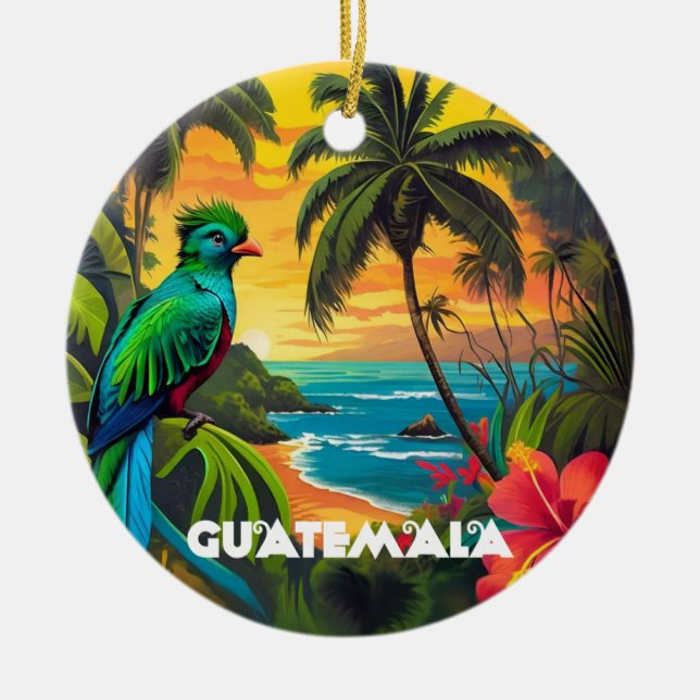 Retro de Viajes de Vintage Guatemala Julgransprydnad Keramik (Framsidan)