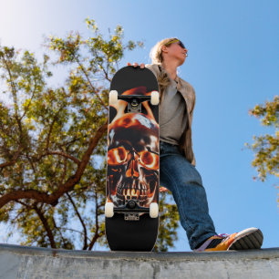 Retro Dead Burning-skelett Skull i brand Mini Skateboard Bräda 18,5 Cm