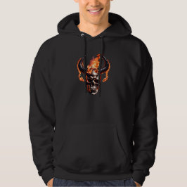 Retro Dead Burning Skull med horn i brand Hoodie