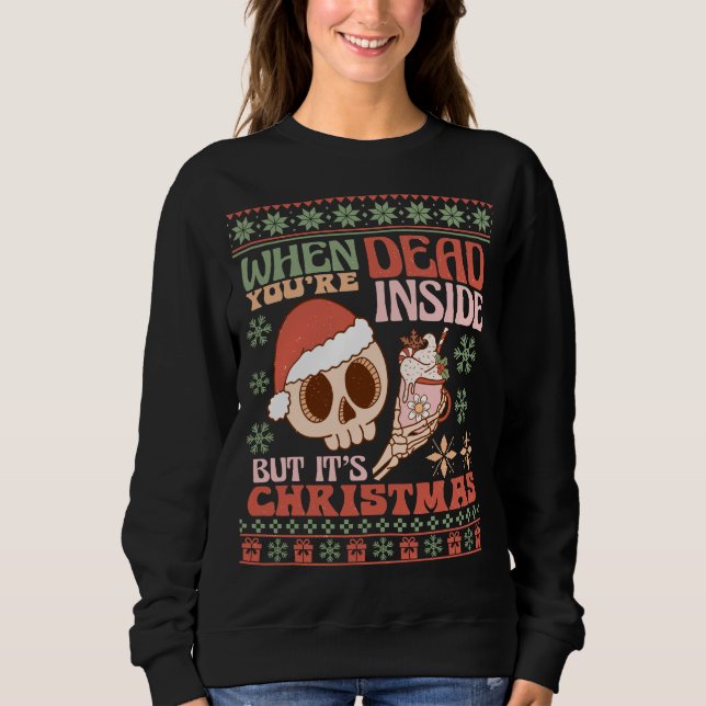 Retro "Dead Inside but it's jul", underliga kvinno T Shirt (Framsida)