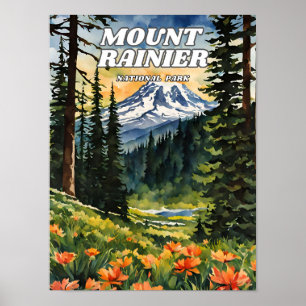 Retro Dec för illustration av nationalparken Mount Poster