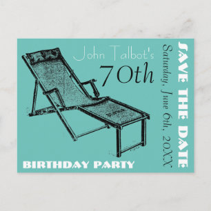 Retro Deckchair 70-årsfirande Spara datumet Meddelande Vykort