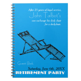 Retro Deckstol Pension Party Blue Guest Bok 2 Anteckningsbok Med Spiral