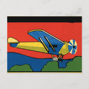 Retro Deco Flygplan Vykort