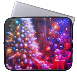 Retro Decorated Christmas Tree on Electronics Bag Laptop Fodral