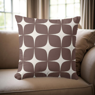 Retro Deep Burgundy Mid Century Modern Geometric Kudde