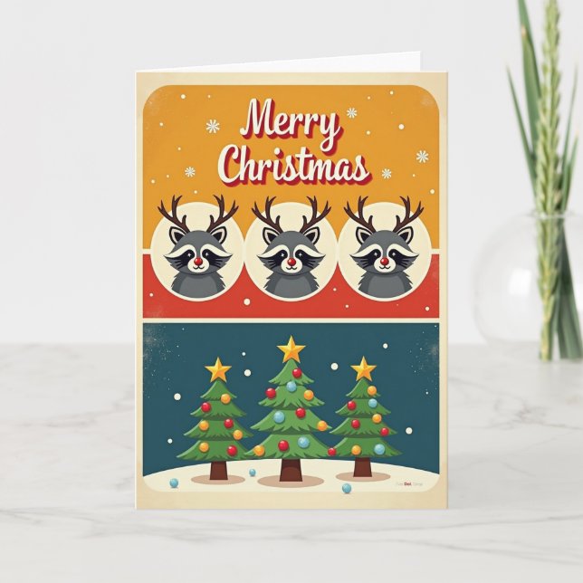 Retro Deer Julkort Kort (Framsida)