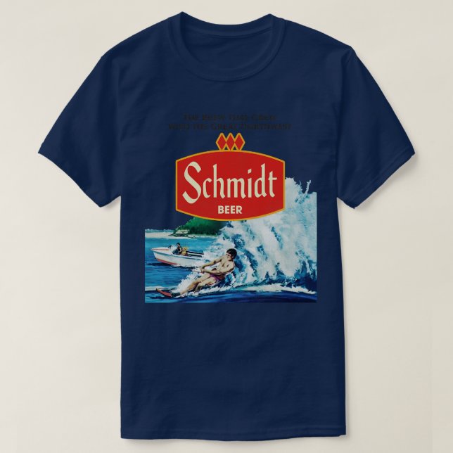 Retro Defunct Schmidt Beer Waterskiing T Shirt (Design framsida)