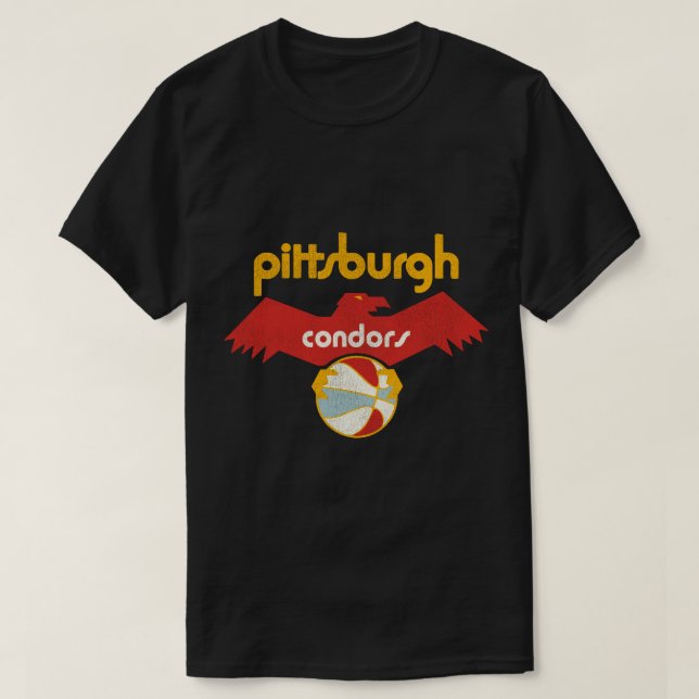 Retro Defunkt Pittsburgh Condors ABA Basketball Te T Shirt (Design framsida)