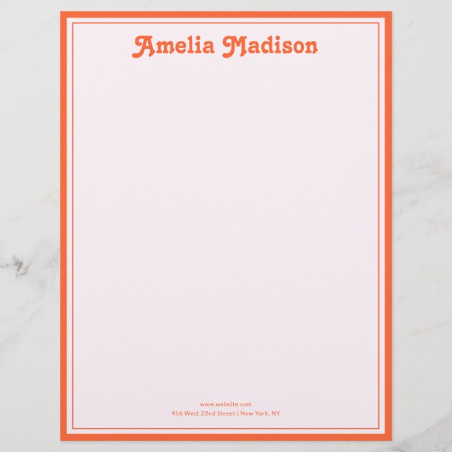Retro Dekorativ Enkel Rosa Orange Brevhuvud (Framsida)
