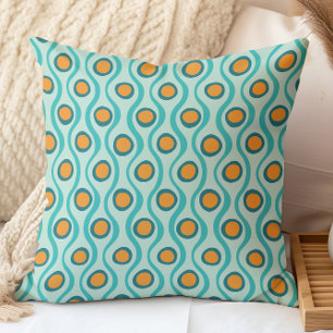 Retro Dekorativt Mönster Orange Teal Aqua Kudde