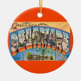 Retro Delaware Greetings   Julgransprydnad Keramik